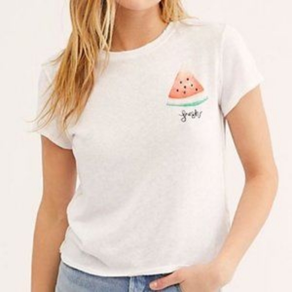 Free People Tops - We the Free NWT Watermelon Distressed Tee